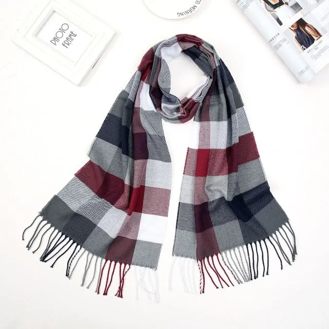 Luxury Brand Men's Winter Plaid Scarf Cashmere shawls Scarves