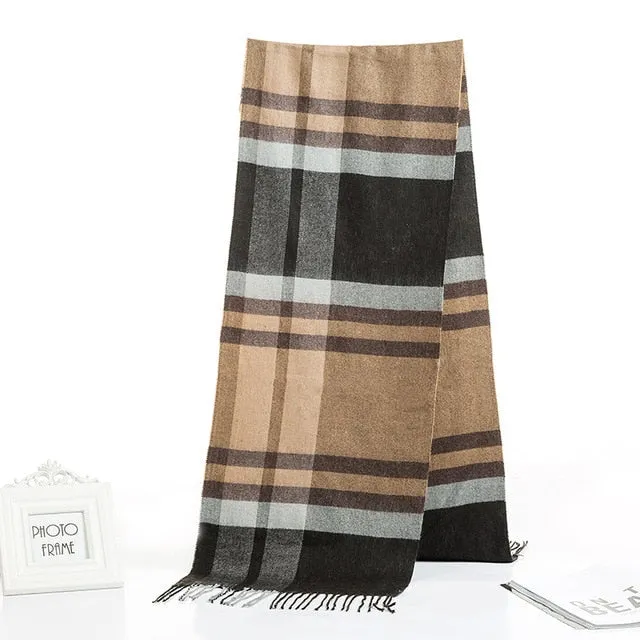 Luxury Brand Men's Winter Plaid Scarf Cashmere shawls Scarves