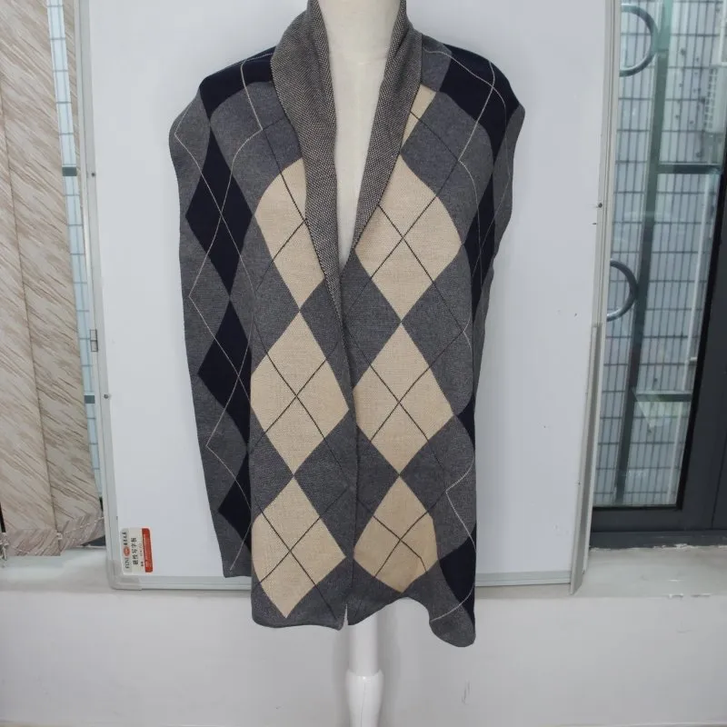 MARA Polyster Winter Scarf | Navy Blue & Grey | Winter scarf for Women's