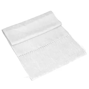 Mens Arosa White Silk Fringe Scarf #2