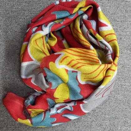 MERINO WOOL SCARF SUPERB FLOWERS