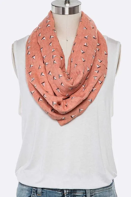 Mini Sailboat Print Cotton Infinity Scarf