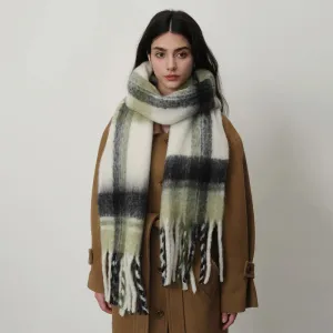 Mohair Imitation Cashmere Plaid Women New Autumn Winter Warm Scarf