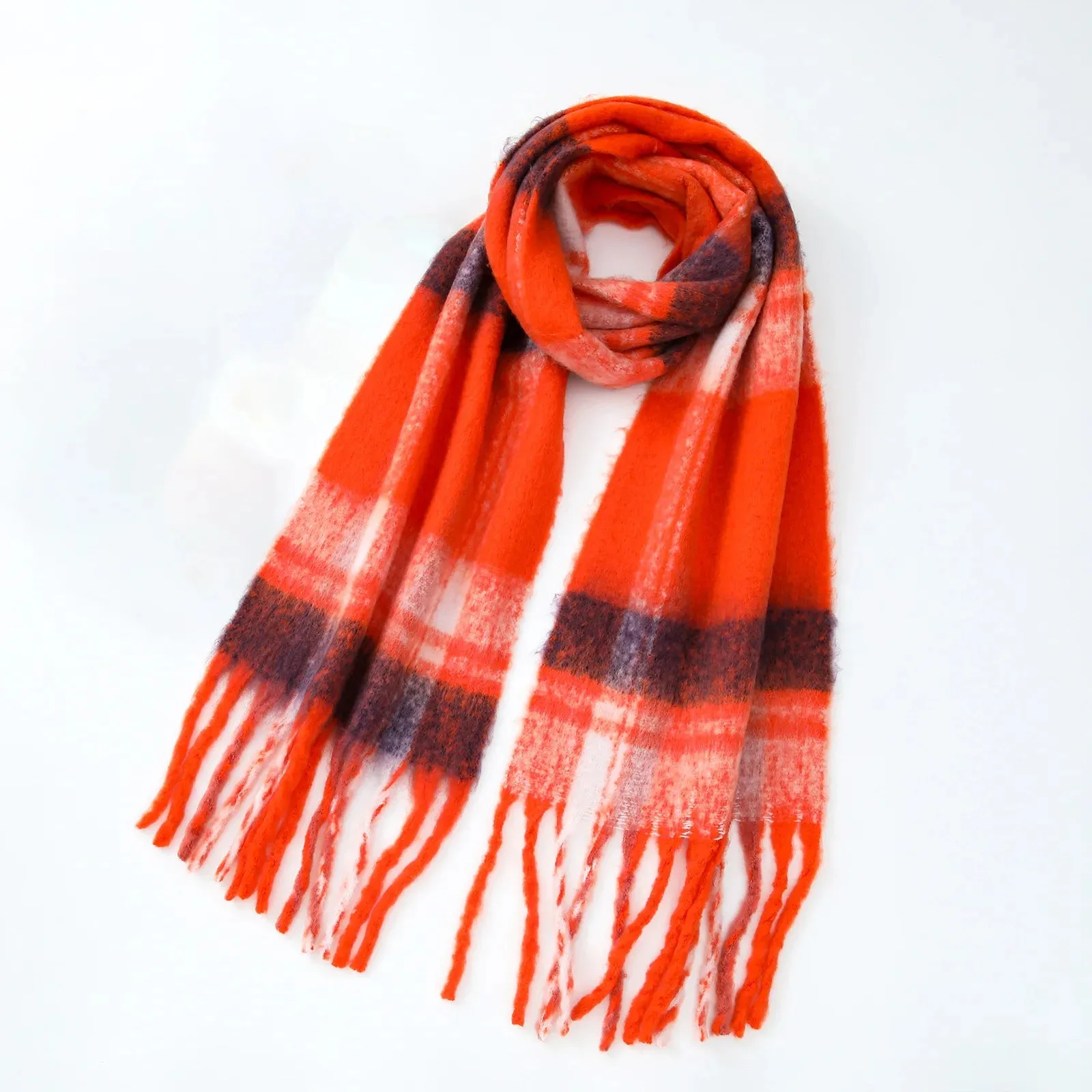 Mohair Imitation Cashmere Plaid Women New Autumn Winter Warm Scarf