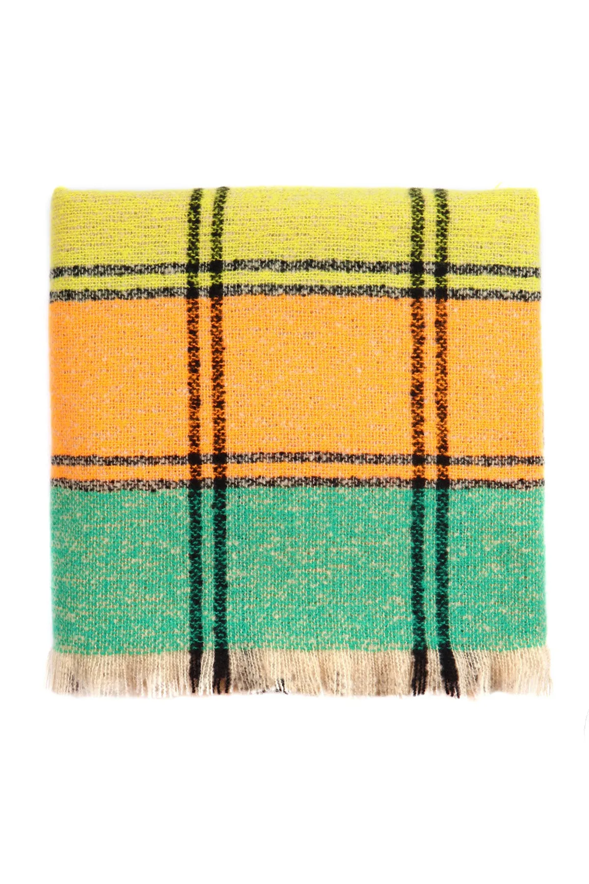 MULTI COLOR BLANKET FRINGED SCARF/6PCS