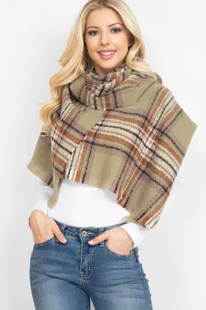 MULTI PLAID OBLONG SCARF/6PCS