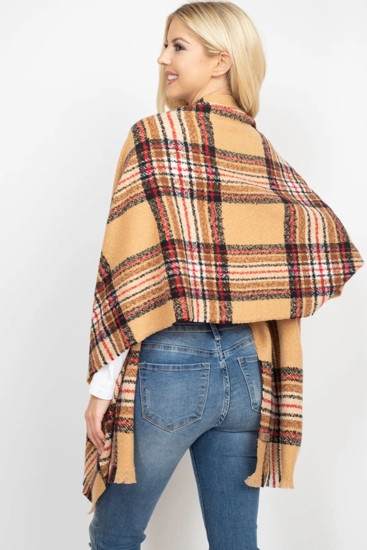 MULTI PLAID OBLONG SCARF/6PCS