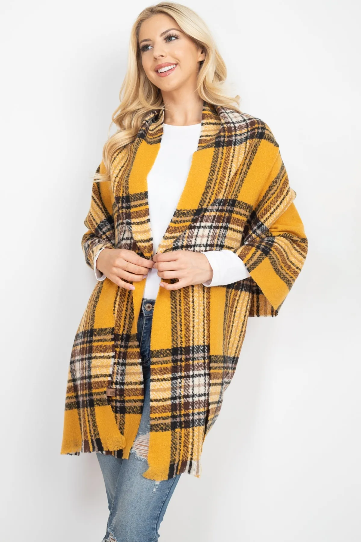 MULTI PLAID OBLONG SCARF/6PCS