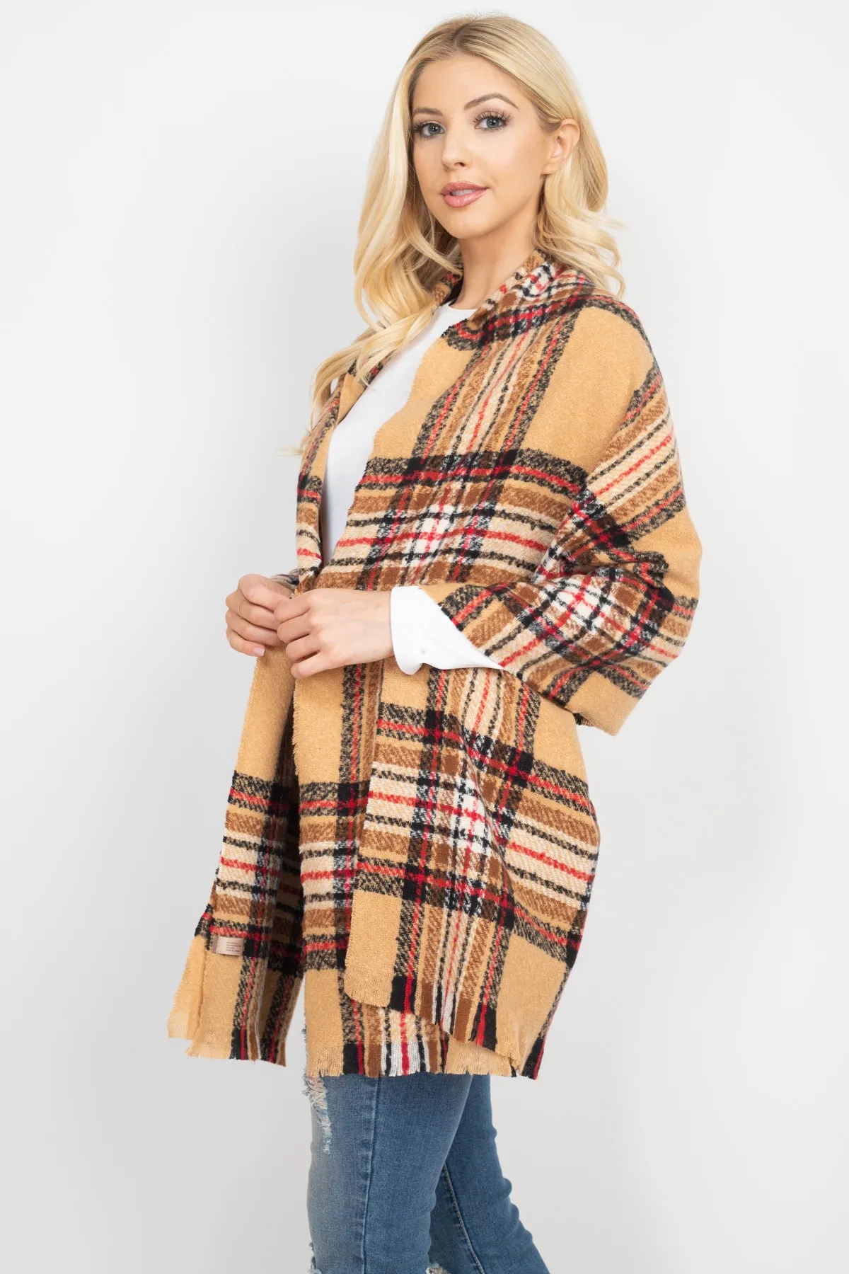 MULTI PLAID OBLONG SCARF/6PCS