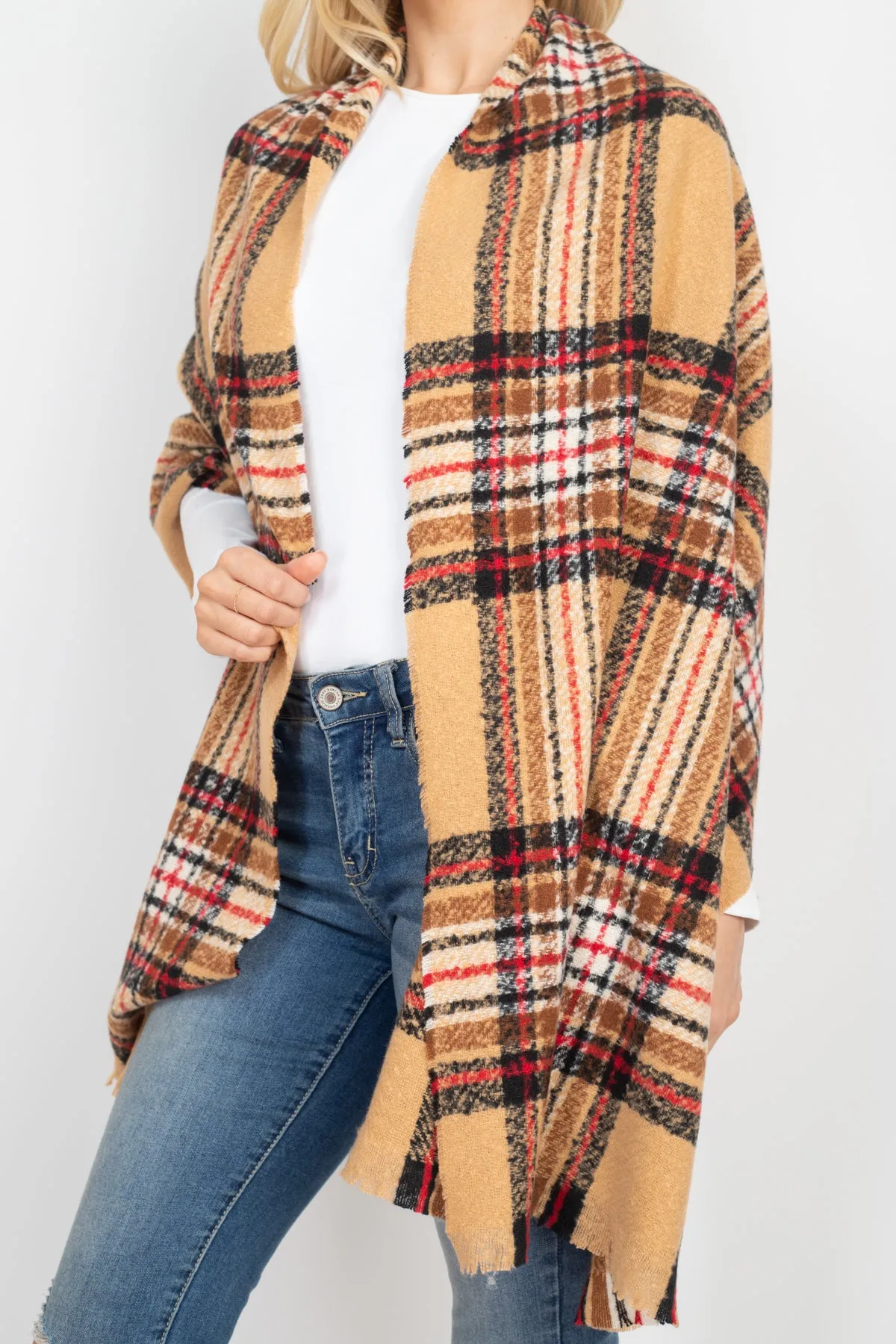 MULTI PLAID OBLONG SCARF/6PCS