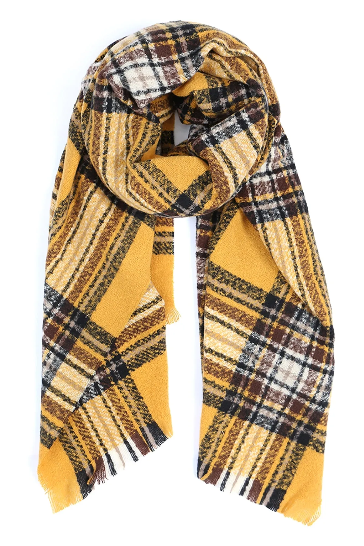 MULTI PLAID OBLONG SCARF/6PCS