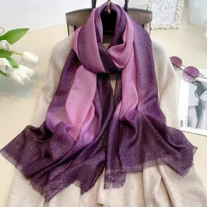 New Fashion Plain Ombre Lurex Glitter Viscose Scarf Shawl Lady High Quality Gradient Pashmina Fringe Stole Bufandas Muslim Hijab