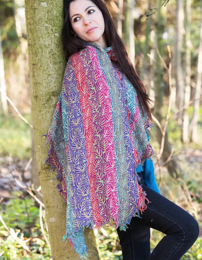 Nila Rubia Woven Jacquard Scarf in Japanese Leaves