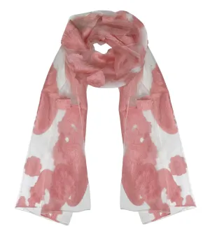 Paisley White Summer Fashion Lightweight Floral Embroidered Burnout Scarf