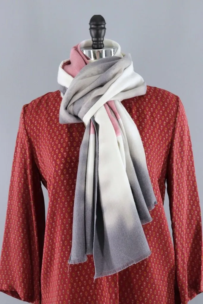 Pashmina Scarf / Pink & Grey Ombre
