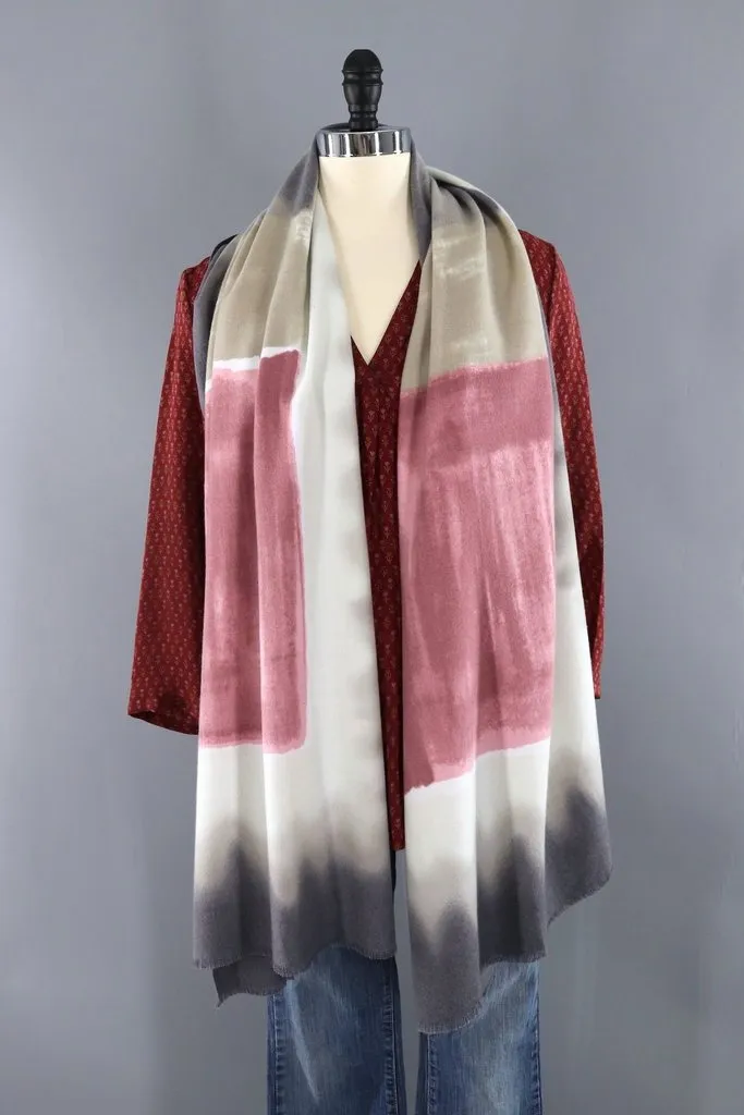 Pashmina Scarf / Pink & Grey Ombre
