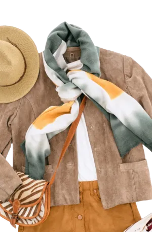 Pashmina Scarf Wrap / Mustard Yellow & Green Ombre