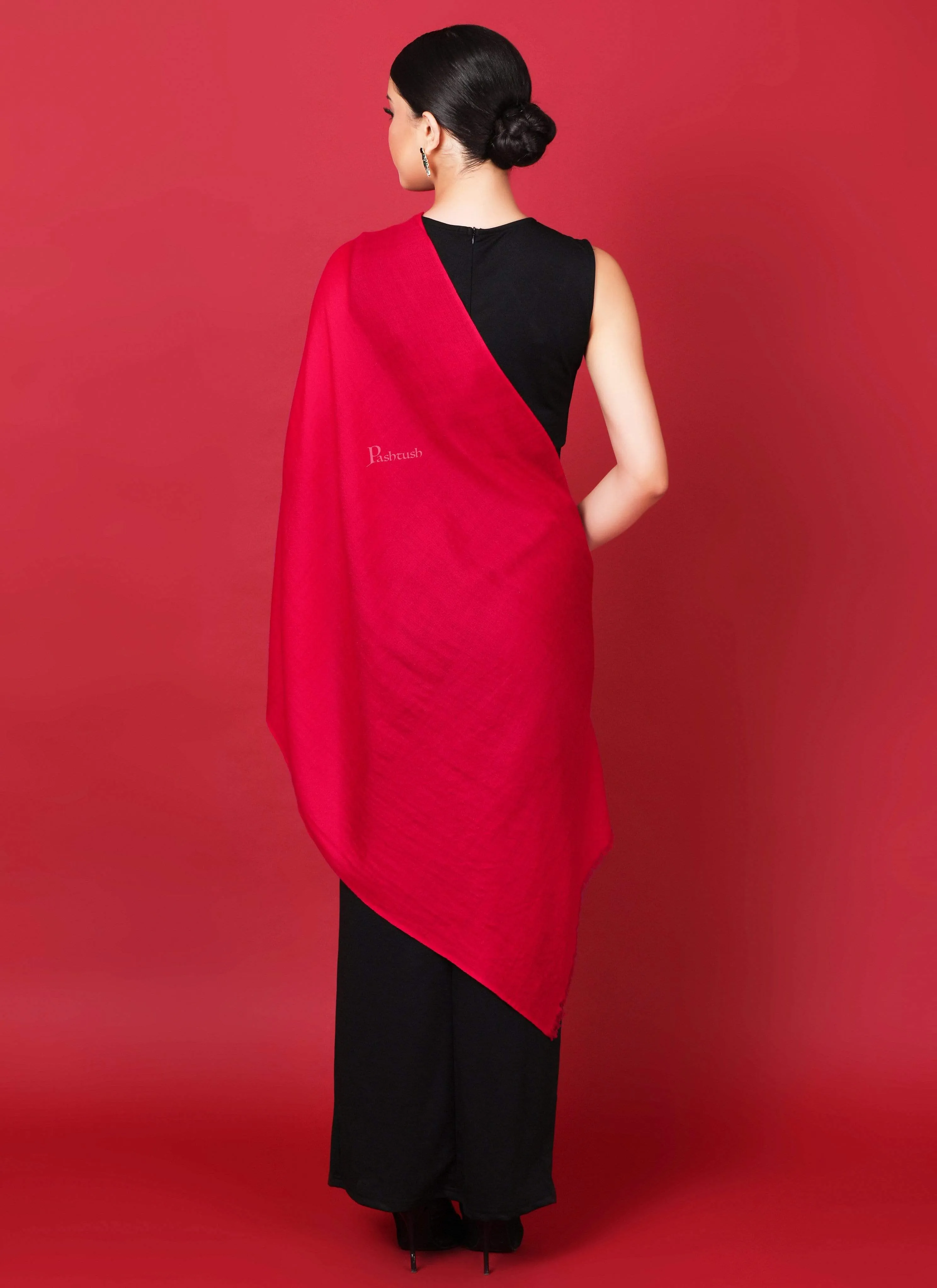 Pashtush Womens Extra Soft Premium Rich Cashmere Scarf, With Diamond Weave, Deep Pink
