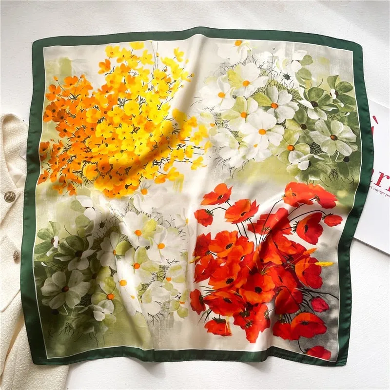 Plaid Silk Square Scarf