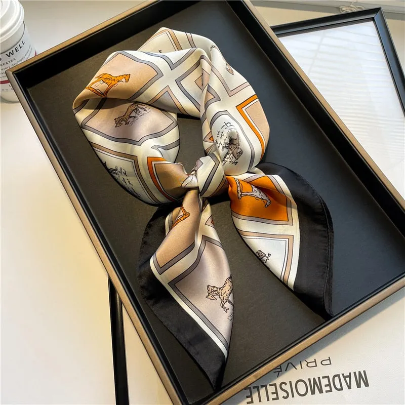 Plaid Silk Square Scarf