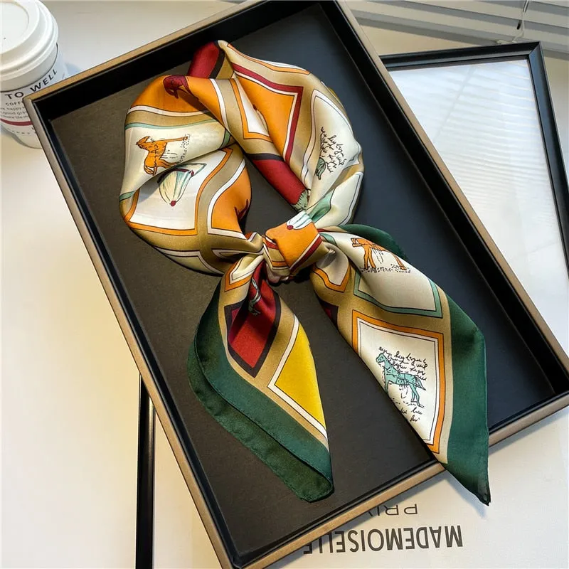 Plaid Silk Square Scarf