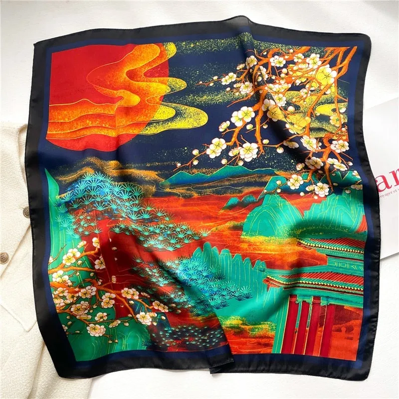 Plaid Silk Square Scarf