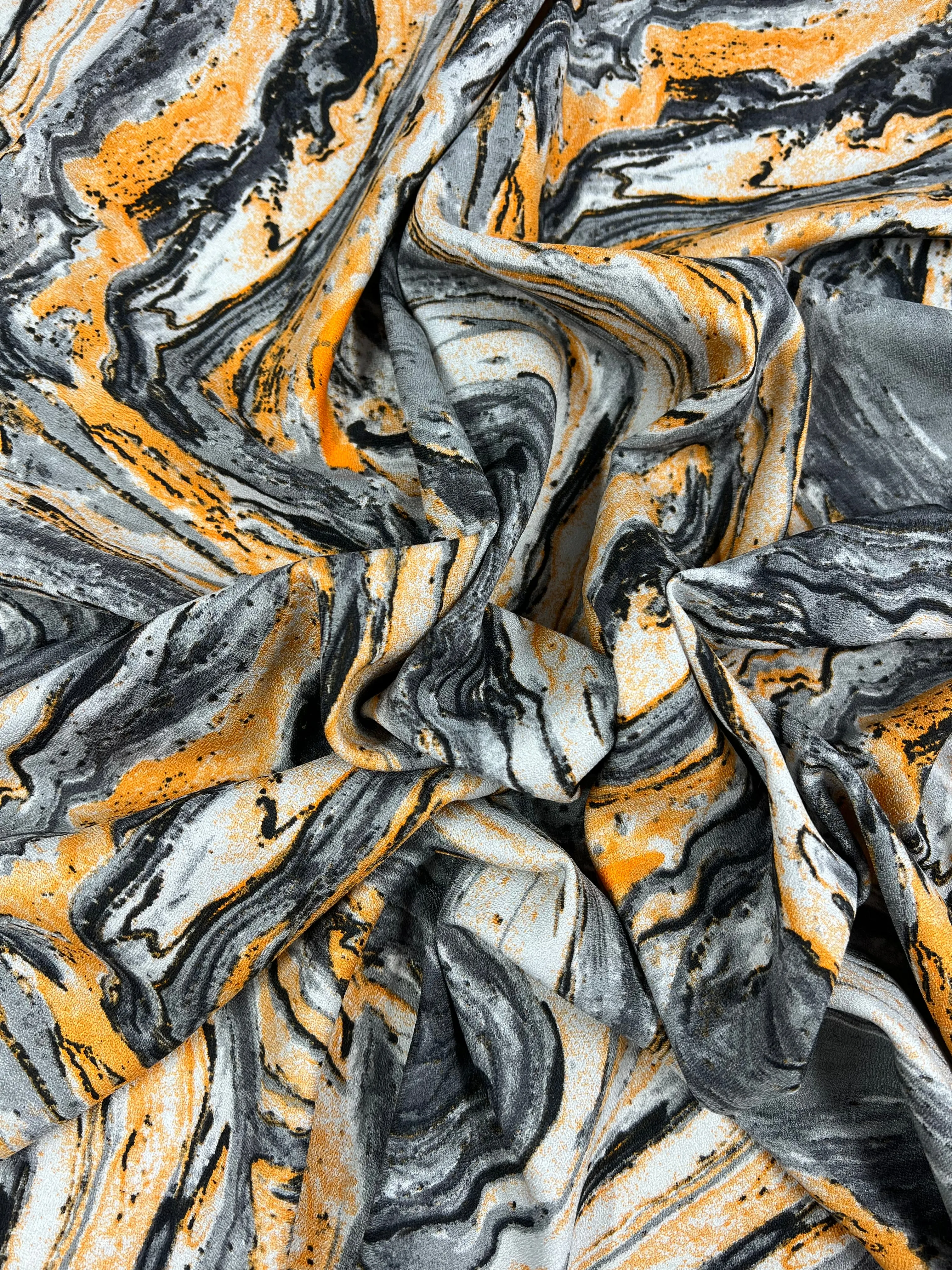 Printed Crepe - Licorice Marble - 150cm
