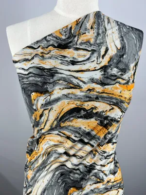 Printed Crepe - Licorice Marble - 150cm