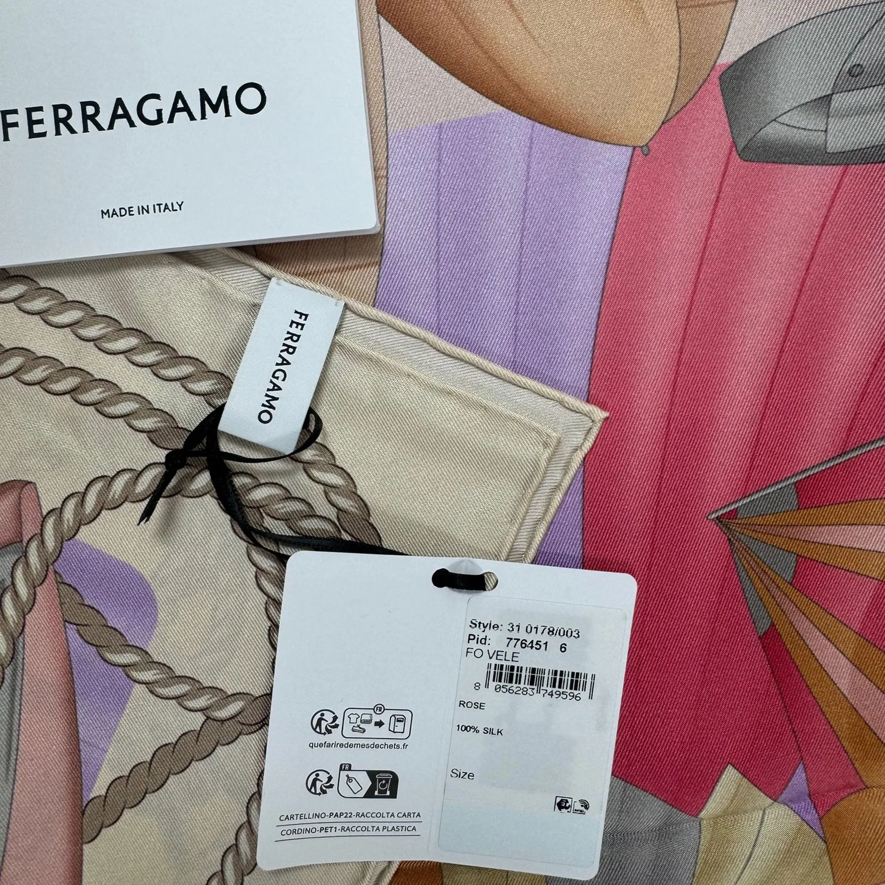 Salvatore Ferragamo Scarf Sailing Design - Twill Silk Foulard - 2024 Collection SALE