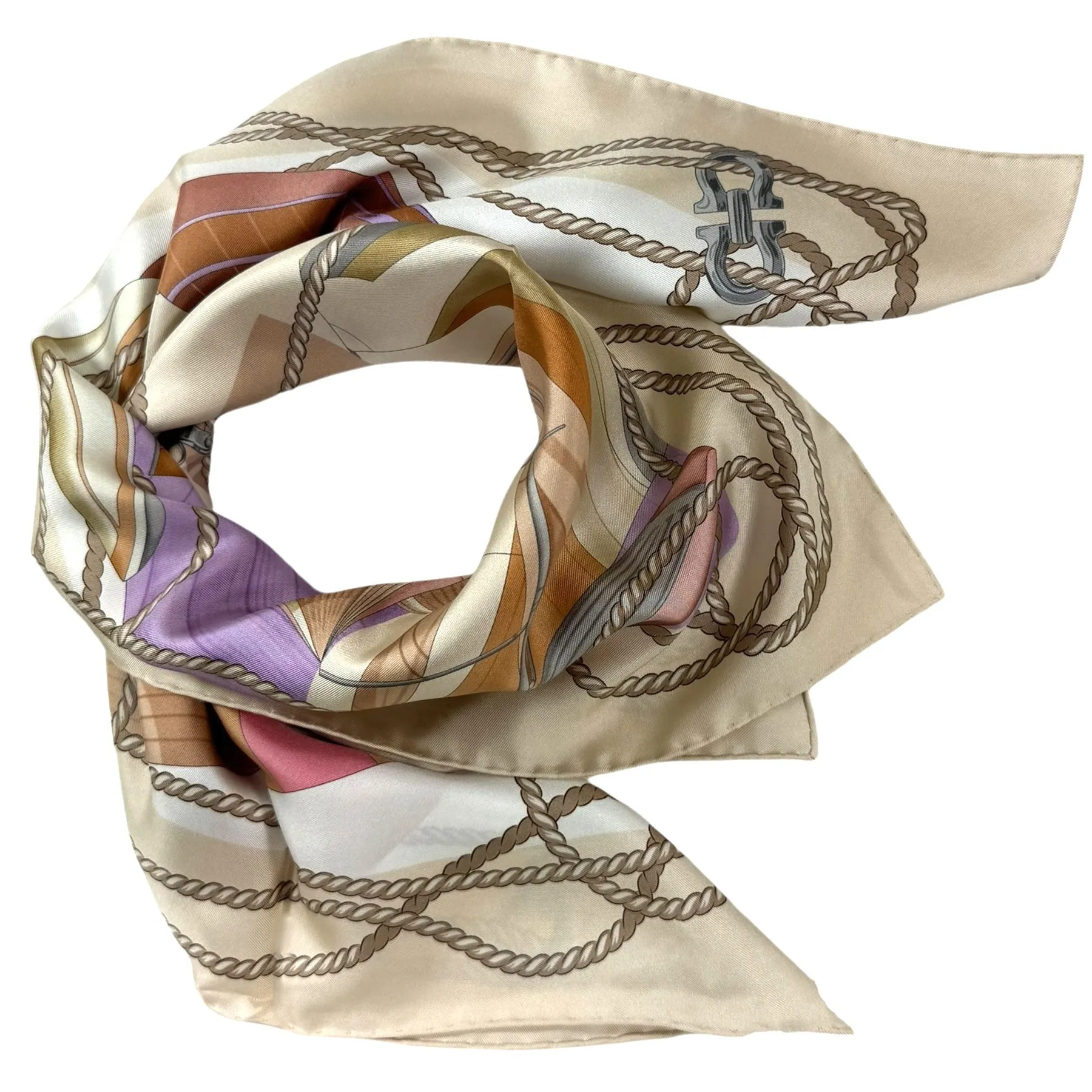 Salvatore Ferragamo Scarf Sailing Design - Twill Silk Foulard - 2024 Collection SALE
