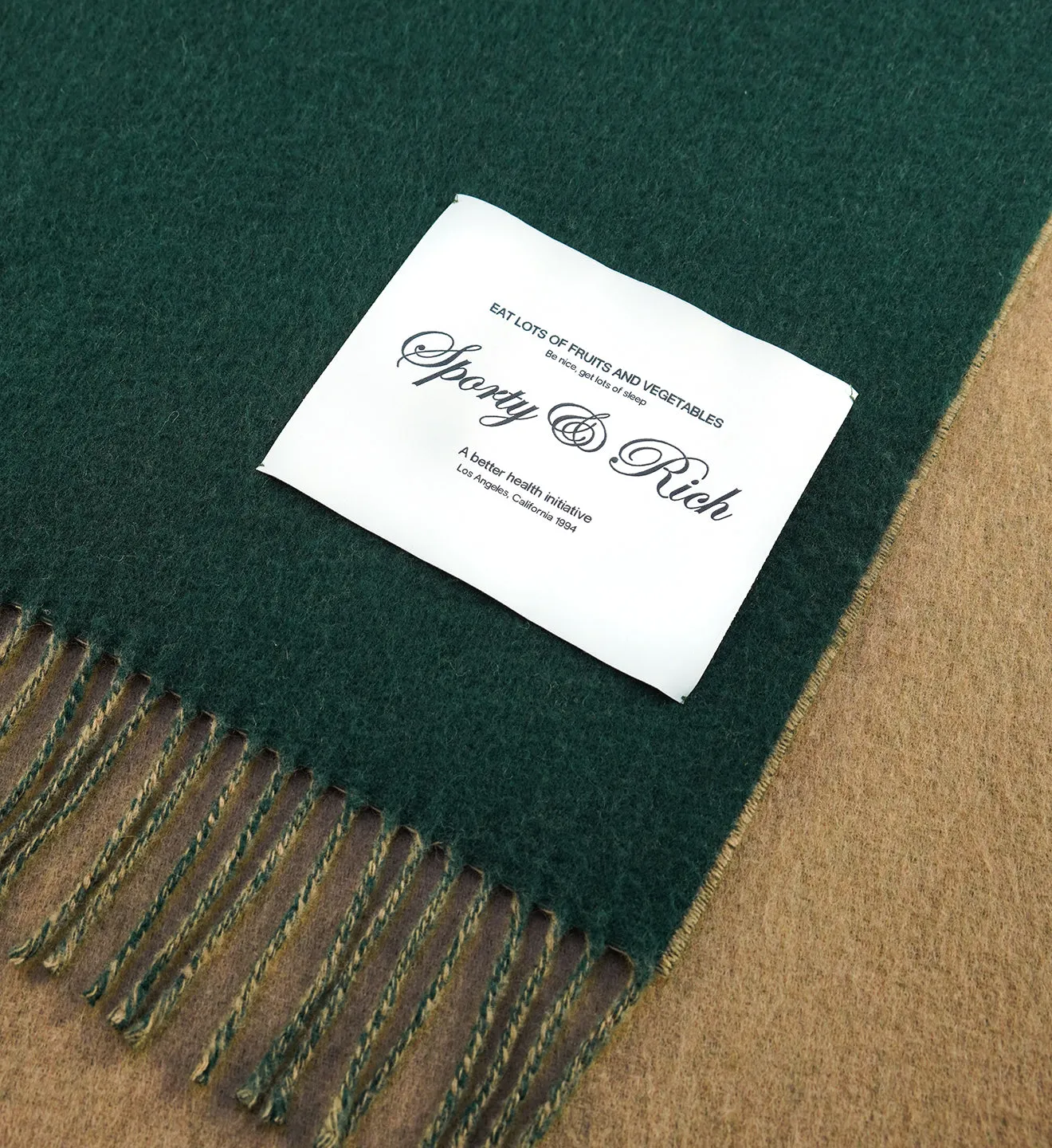 Script Logo Scarf - Camel/Forest Green