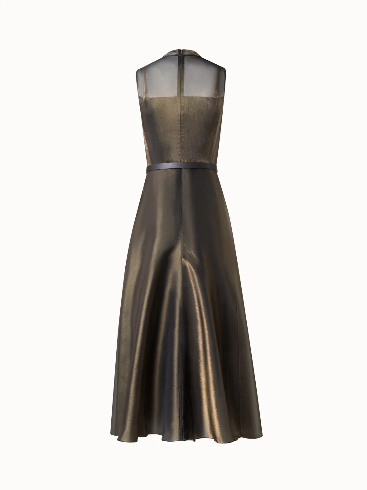 Sheer Shimmer Silk Blend Organza Midi Dress
