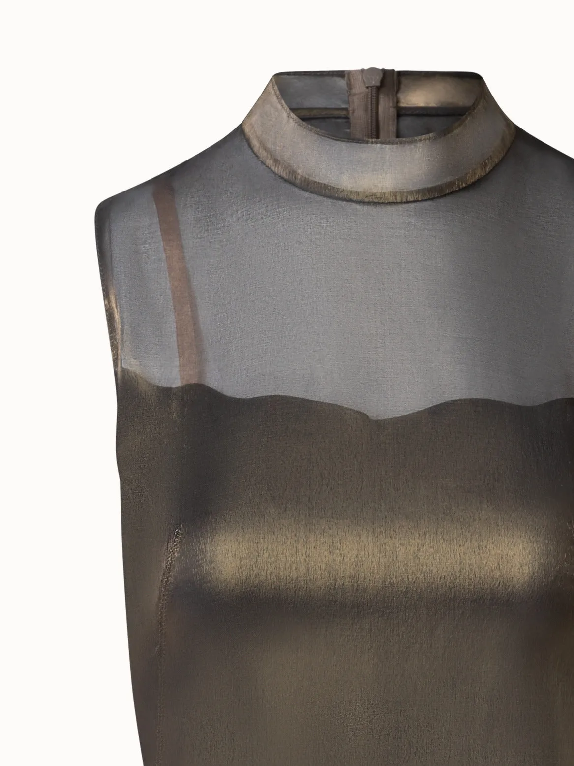 Sheer Shimmer Silk Blend Organza Midi Dress