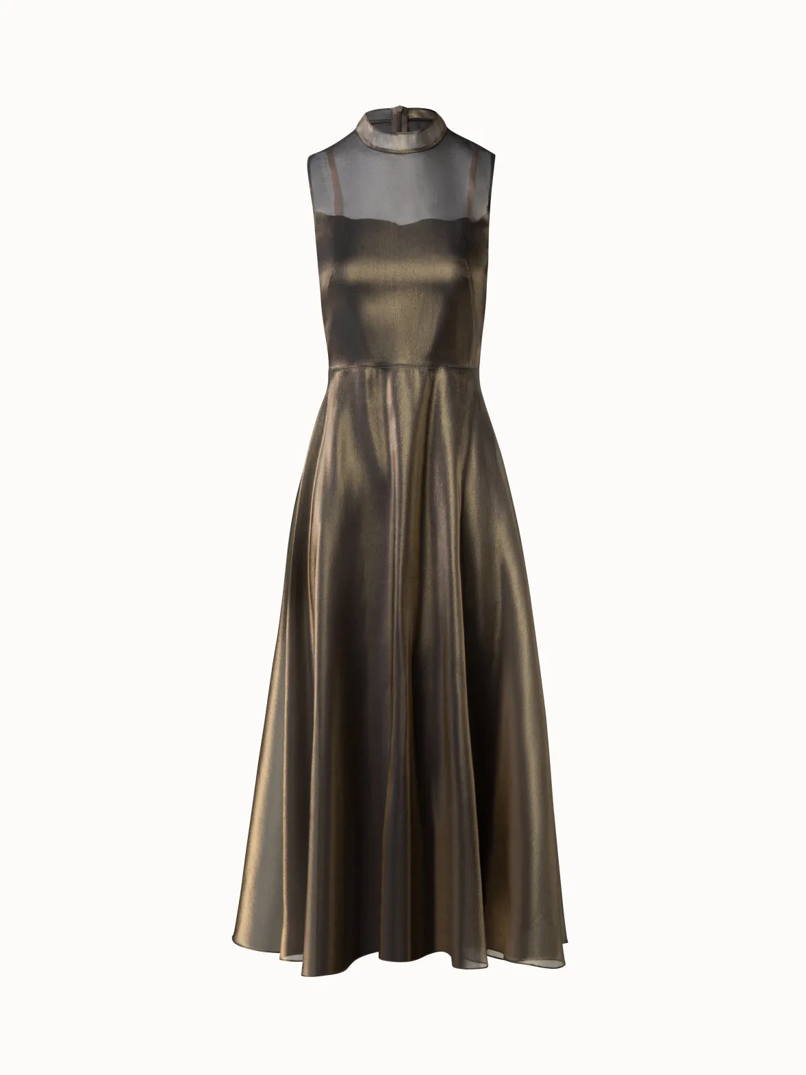 Sheer Shimmer Silk Blend Organza Midi Dress