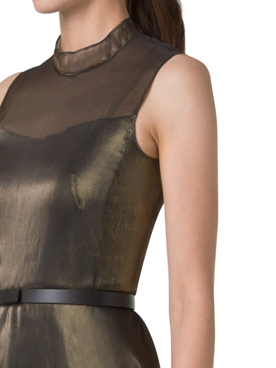 Sheer Shimmer Silk Blend Organza Midi Dress