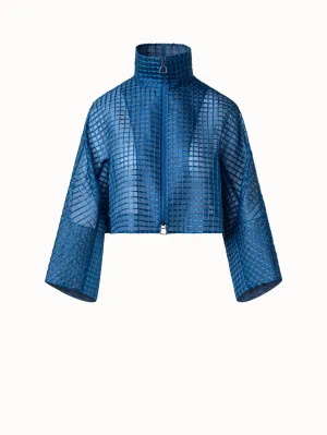 Short Silk Jacket with Window Plaid Embroidery