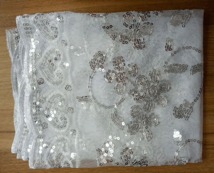 Sparkly Sequin Wedding Wraps, Evening Shawl- Silver/White