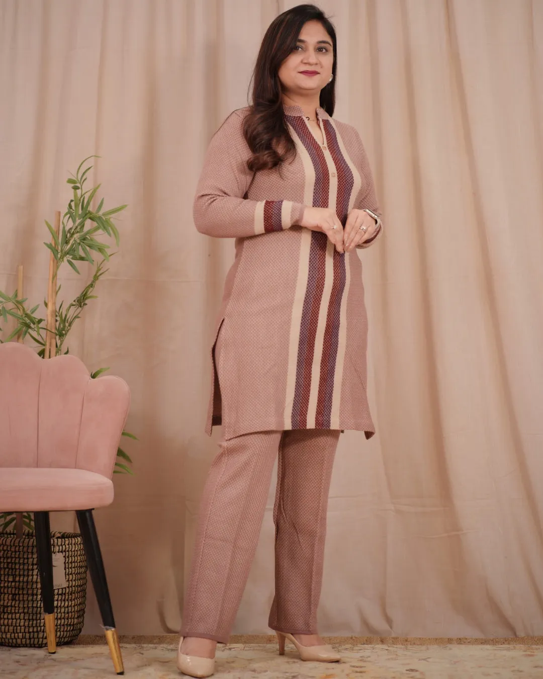 Striped Woollen Coord Set