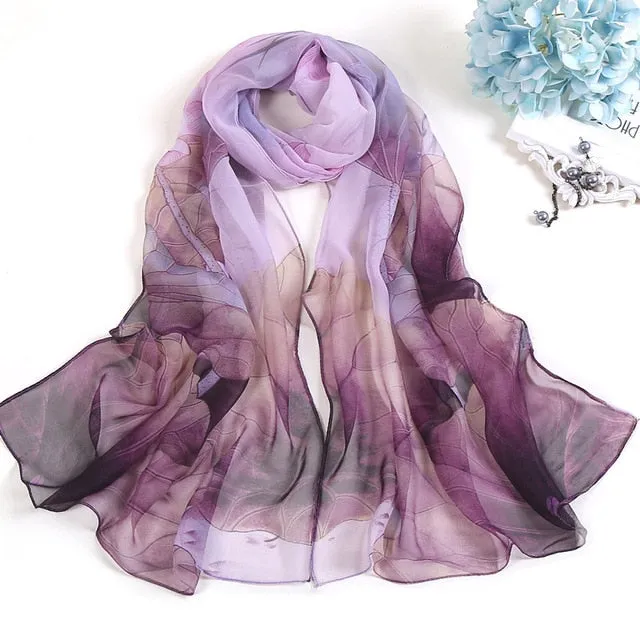Summer Lotus Sunscreen Women's Silk Scarf