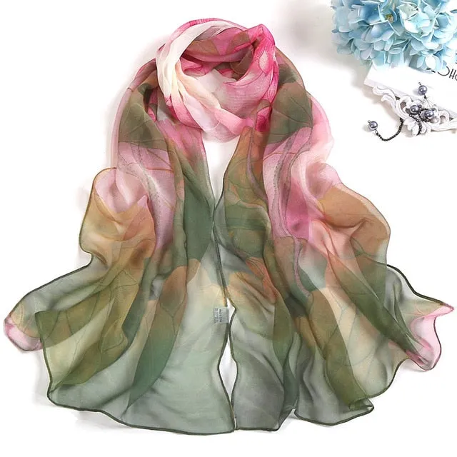 Summer Lotus Sunscreen Women's Silk Scarf