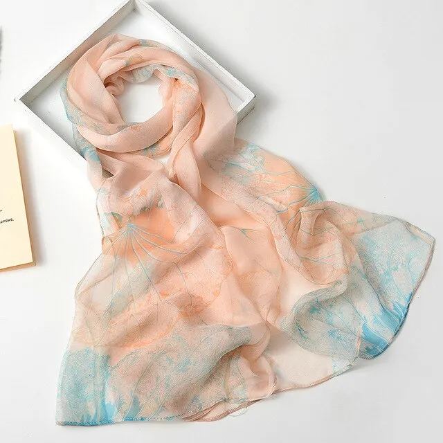 Summer Lotus Sunscreen Women's Silk Scarf