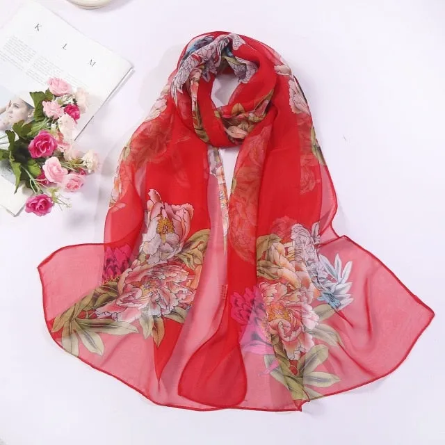 Summer Lotus Sunscreen Women's Silk Scarf
