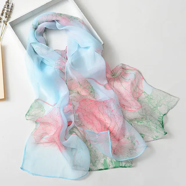 Summer Lotus Sunscreen Women's Silk Scarf