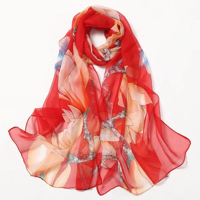 Summer Lotus Sunscreen Women's Silk Scarf