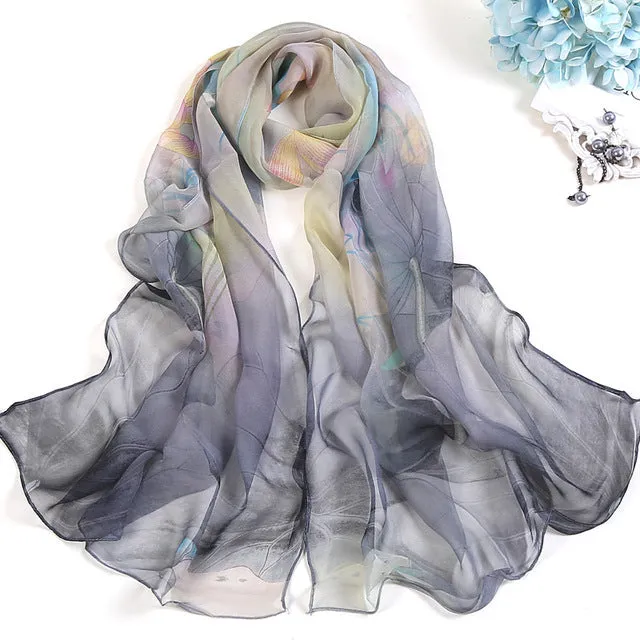 Summer Lotus Sunscreen Women's Silk Scarf