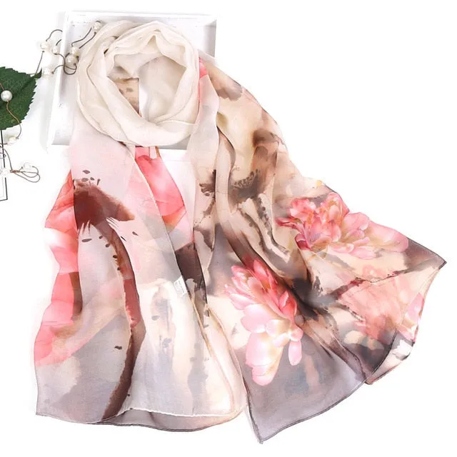 Summer Lotus Sunscreen Women's Silk Scarf