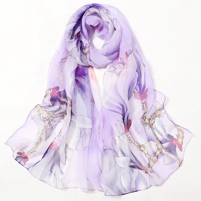 Summer Lotus Sunscreen Women's Silk Scarf