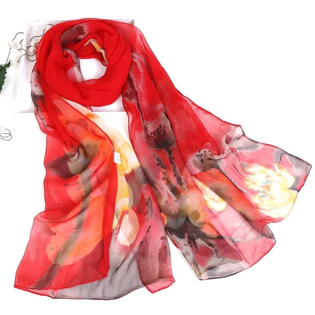 Summer Lotus Sunscreen Women's Silk Scarf