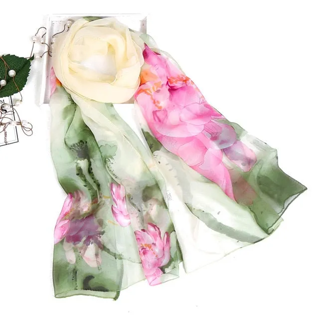 Summer Lotus Sunscreen Women's Silk Scarf