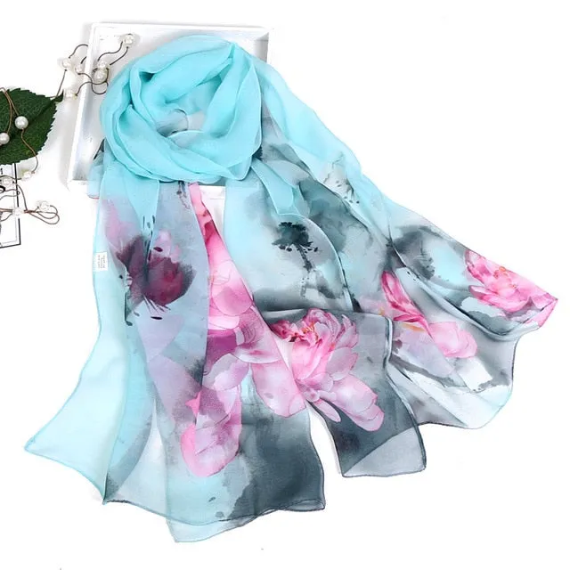 Summer Lotus Sunscreen Women's Silk Scarf